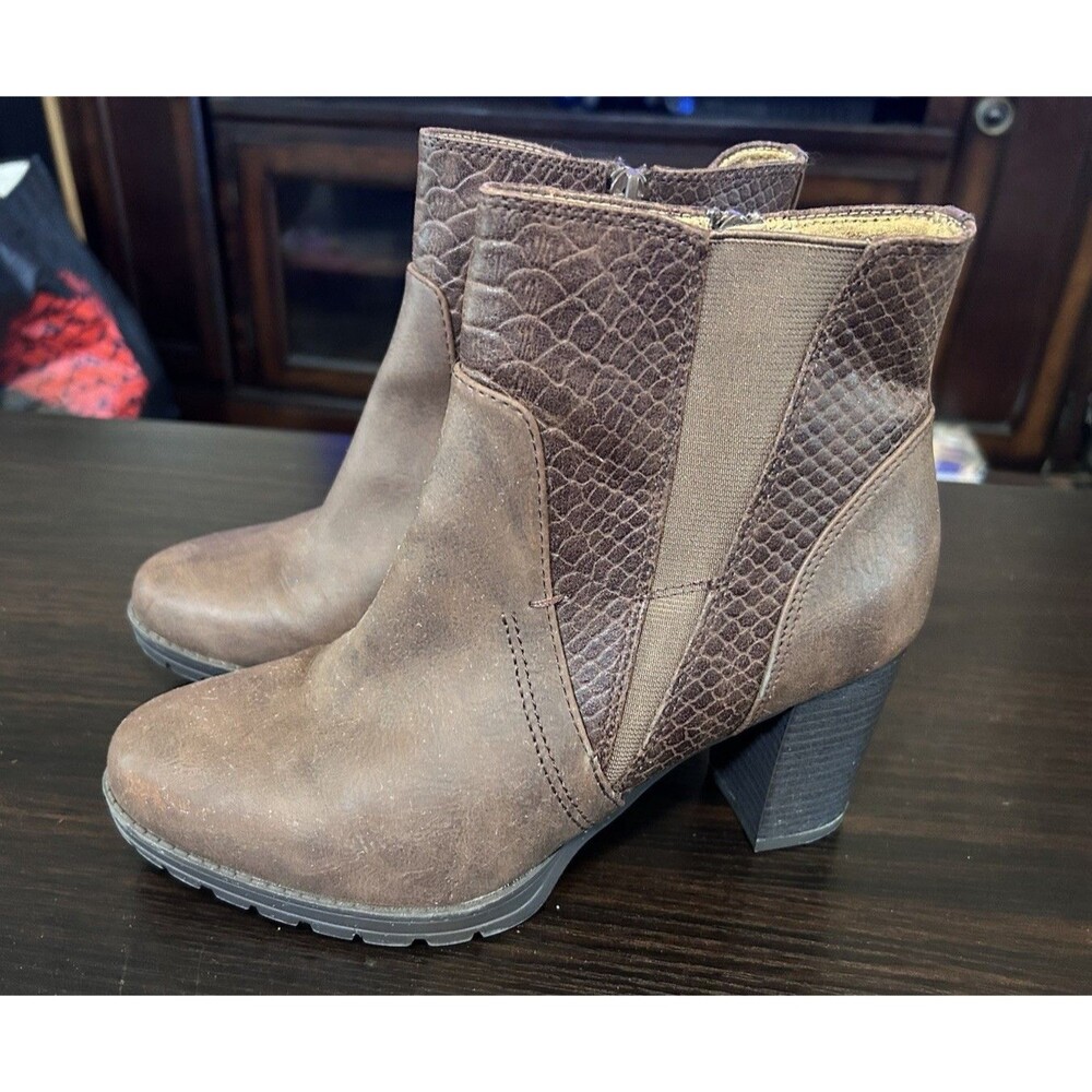Natural Soul Naturalizer Nadia Womens 7M Brown Ankle Boots Block Heel Booties